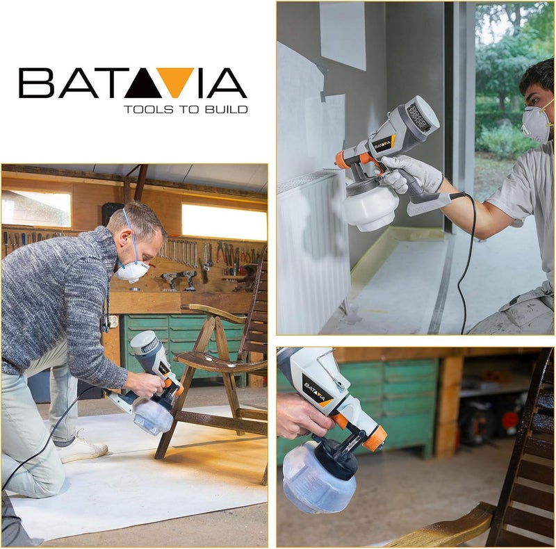 Batavia Paint Sprayer - HVLP Electric Spray Paint Gun, 1200ml High Capacity Container Easy to Clean, 4 Nozzles and 3 Patterns, for Furniture, Cabinets, Fence, Walls, Door, Garden Chairs etc - Image 3